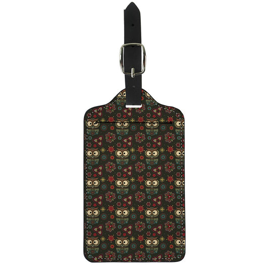 Cute Boho Owl Pattern Print Luggage Tag