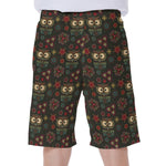 Cute Boho Owl Pattern Print Men's Beach Shorts