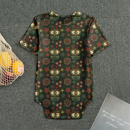 Cute Boho Owl Pattern Print Men's Bodysuit