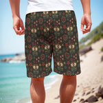 Cute Boho Owl Pattern Print Men's Cargo Shorts
