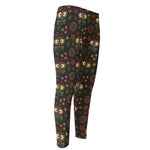 Cute Boho Owl Pattern Print Men's Compression Pants