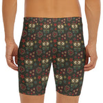 Cute Boho Owl Pattern Print Men's Long Boxer Briefs