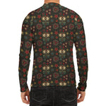 Cute Boho Owl Pattern Print Men's Long Sleeve Rash Guard