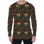 Cute Boho Owl Pattern Print Men's Long Sleeve T-Shirt