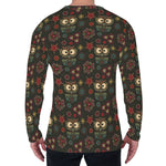 Cute Boho Owl Pattern Print Men's Long Sleeve T-Shirt