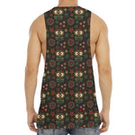 Cute Boho Owl Pattern Print Men's Muscle Tank Top