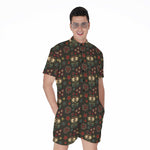 Cute Boho Owl Pattern Print Men's Rompers