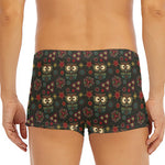 Cute Boho Owl Pattern Print Men's Short Boxer Briefs