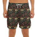 Cute Boho Owl Pattern Print Men's Split Running Shorts