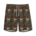 Cute Boho Owl Pattern Print Men's Sports Shorts