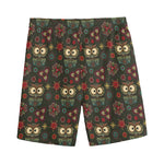 Cute Boho Owl Pattern Print Men's Sports Shorts