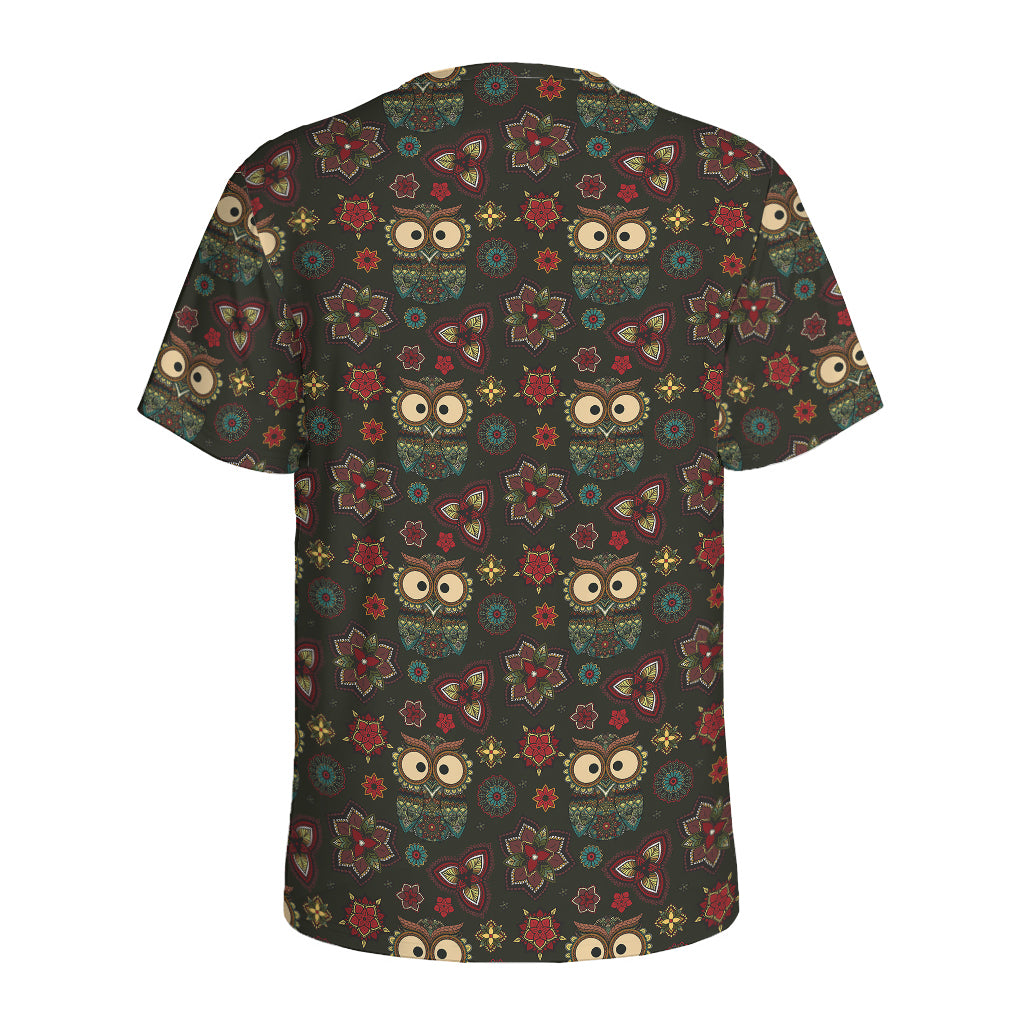 Cute Boho Owl Pattern Print Men's Sports T-Shirt