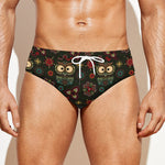Cute Boho Owl Pattern Print Men's Swim Briefs