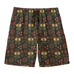 Cute Boho Owl Pattern Print Men's Swim Trunks
