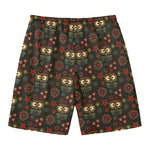 Cute Boho Owl Pattern Print Men's Swim Trunks