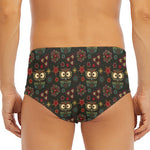 Cute Boho Owl Pattern Print Men's Triangle Swim Briefs