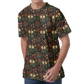 Cute Boho Owl Pattern Print Men's Velvet T-Shirt