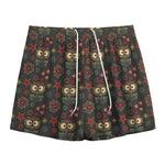 Cute Boho Owl Pattern Print Mesh Shorts