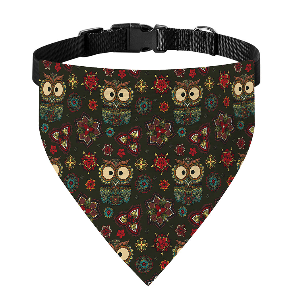 Cute Boho Owl Pattern Print Over The Collar Dog Bandana