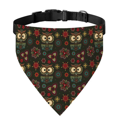 Cute Boho Owl Pattern Print Over The Collar Dog Bandana