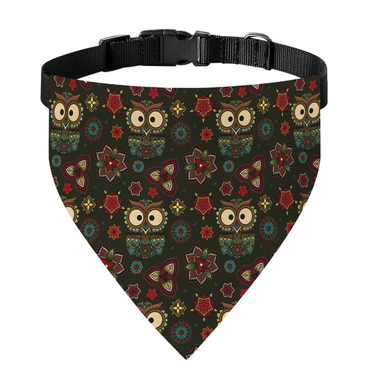 Cute Boho Owl Pattern Print Over The Collar Dog Bandana