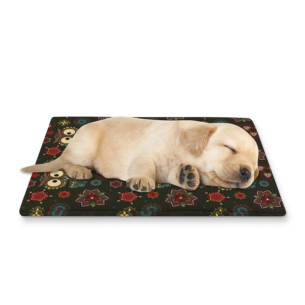 Cute Boho Owl Pattern Print Pet Cooling Mat Cover