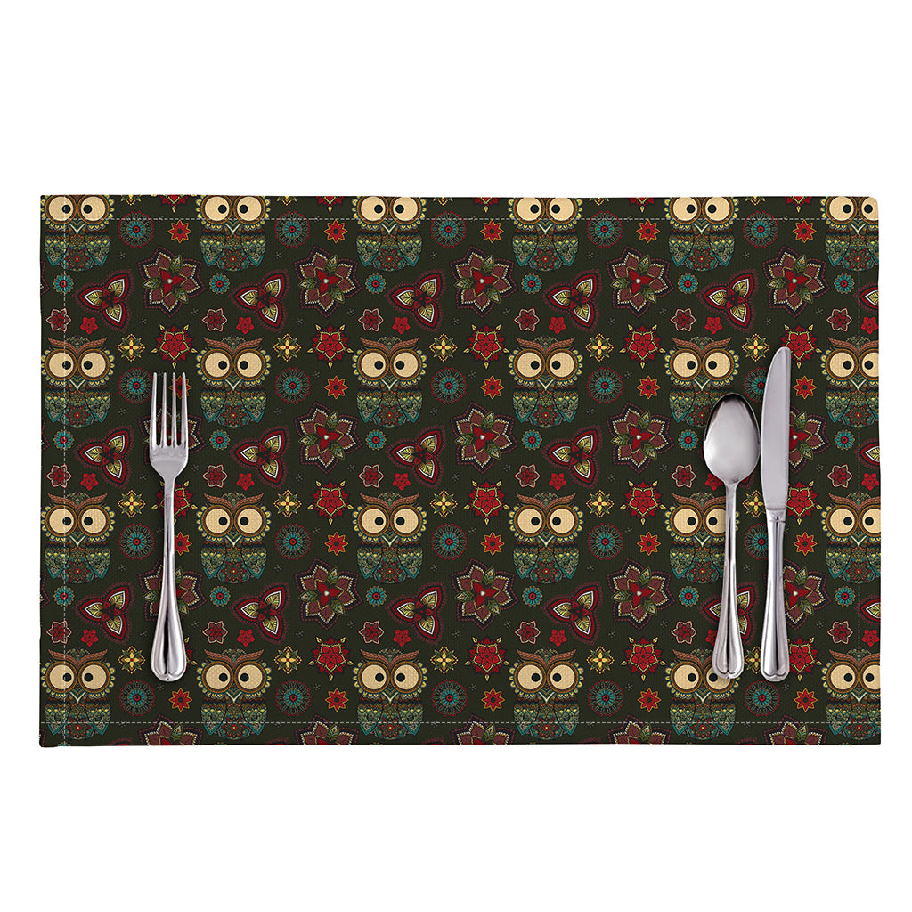 Cute Boho Owl Pattern Print Placemat