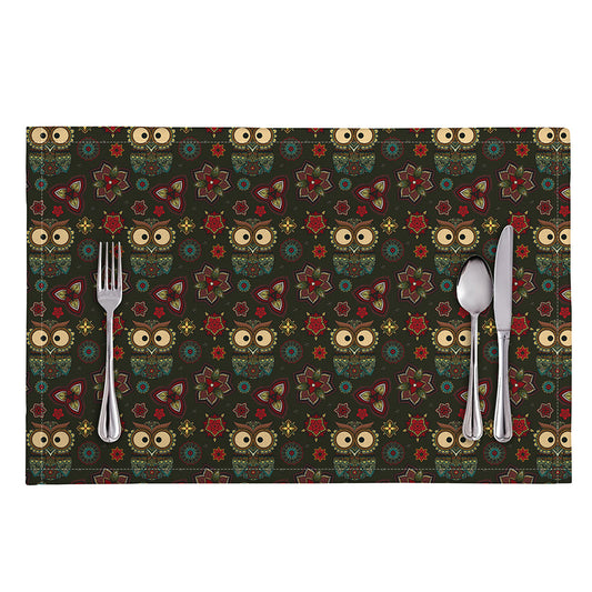 Cute Boho Owl Pattern Print Placemat
