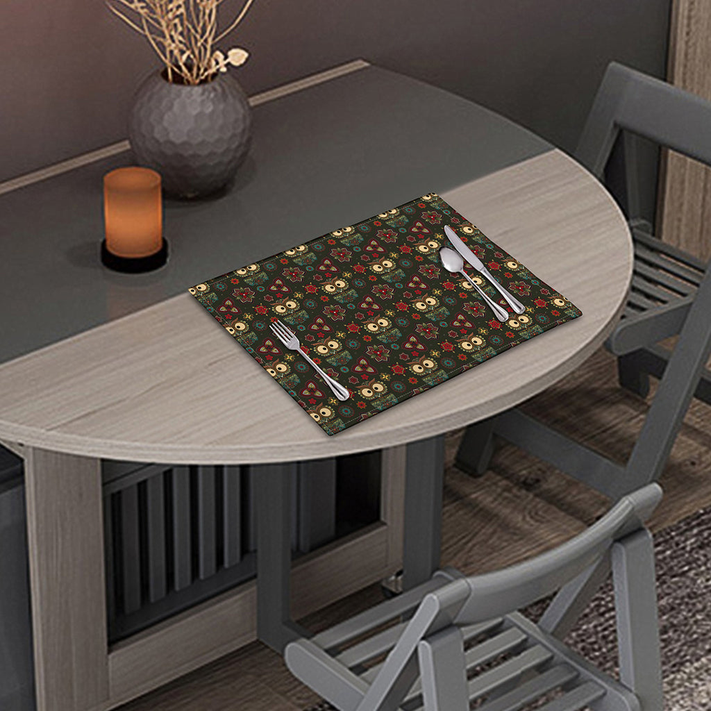 Cute Boho Owl Pattern Print Placemat