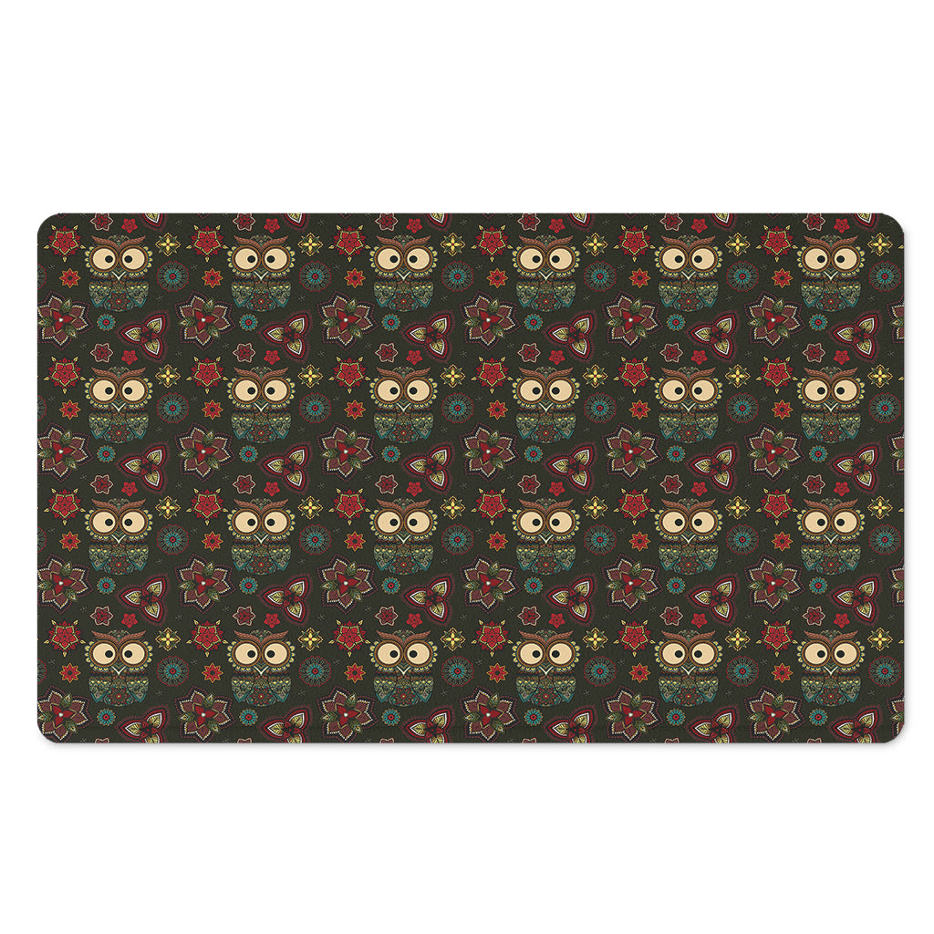 Cute Boho Owl Pattern Print Polyester Doormat