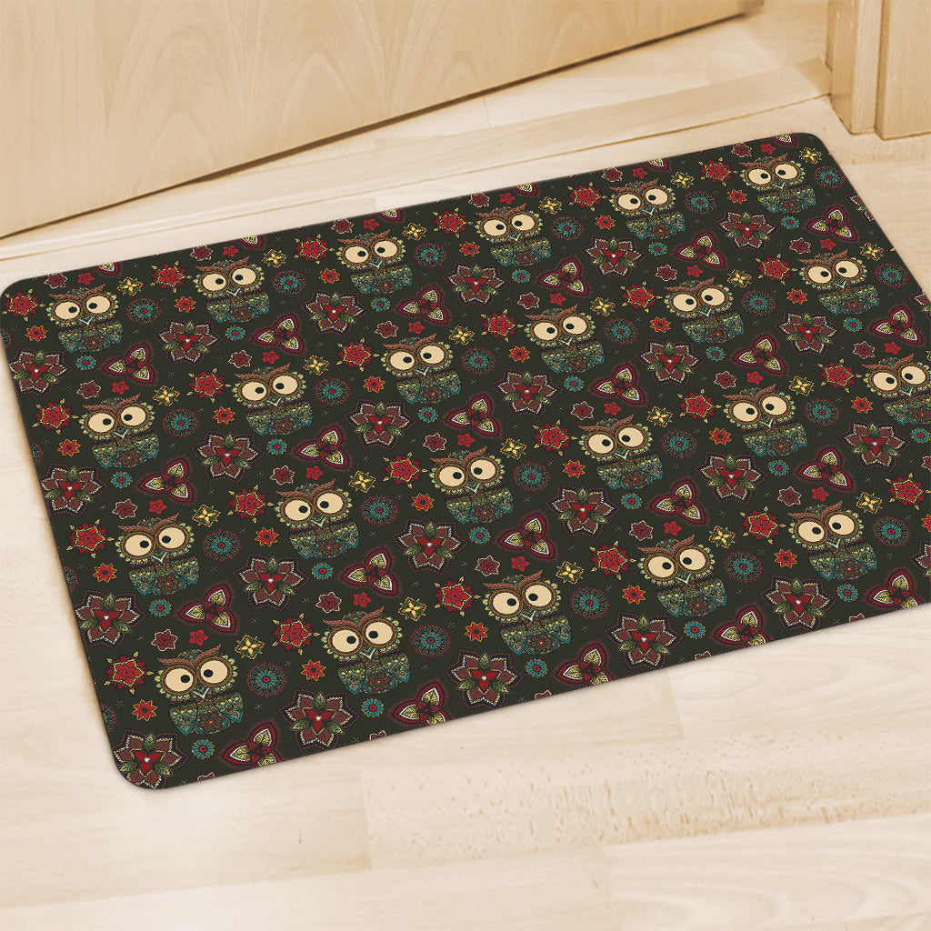 Cute Boho Owl Pattern Print Polyester Doormat