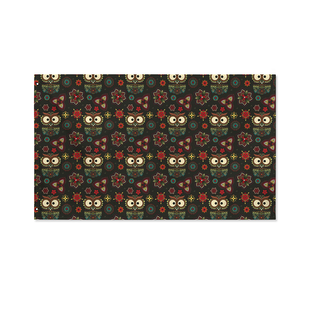 Cute Boho Owl Pattern Print Polyester Flag