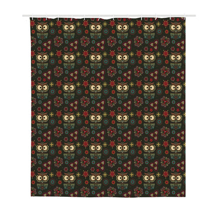Cute Boho Owl Pattern Print Polyester Shower Curtain