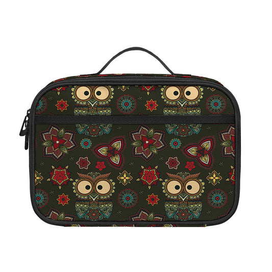 Cute Boho Owl Pattern Print Portable Lunch Bag