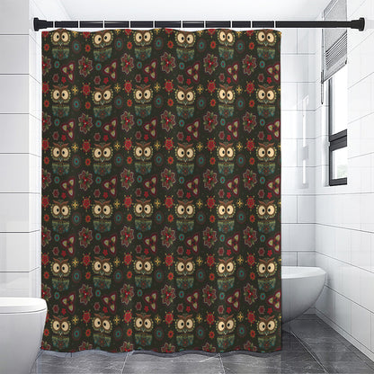 Cute Boho Owl Pattern Print Premium Shower Curtain