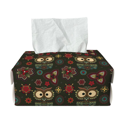 Cute Boho Owl Pattern Print Rectangle Tissue Box Cover