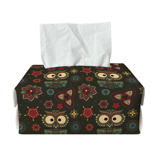 Cute Boho Owl Pattern Print Rectangle Tissue Box Cover