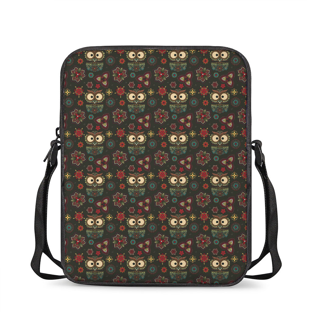 Cute Boho Owl Pattern Print Rectangular Crossbody Bag