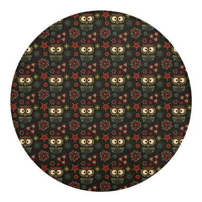 Cute Boho Owl Pattern Print Round Blanket
