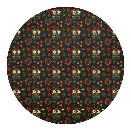 Cute Boho Owl Pattern Print Round Blanket