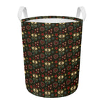 Cute Boho Owl Pattern Print Round Laundry Basket
