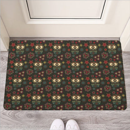 Cute Boho Owl Pattern Print Rubber Doormat