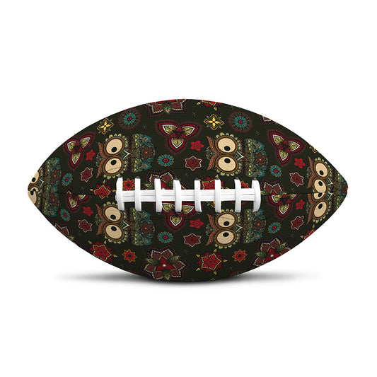 Cute Boho Owl Pattern Print Rugby Ball