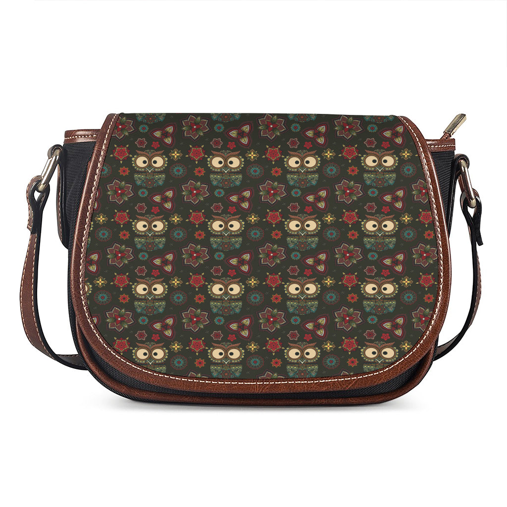 Cute Boho Owl Pattern Print Saddle Bag