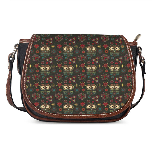 Cute Boho Owl Pattern Print Saddle Bag