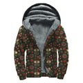 Cute Boho Owl Pattern Print Sherpa Lined Zip Up Hoodie