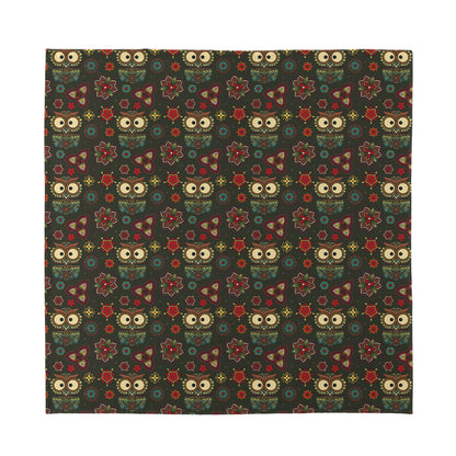 Cute Boho Owl Pattern Print Silk Bandana