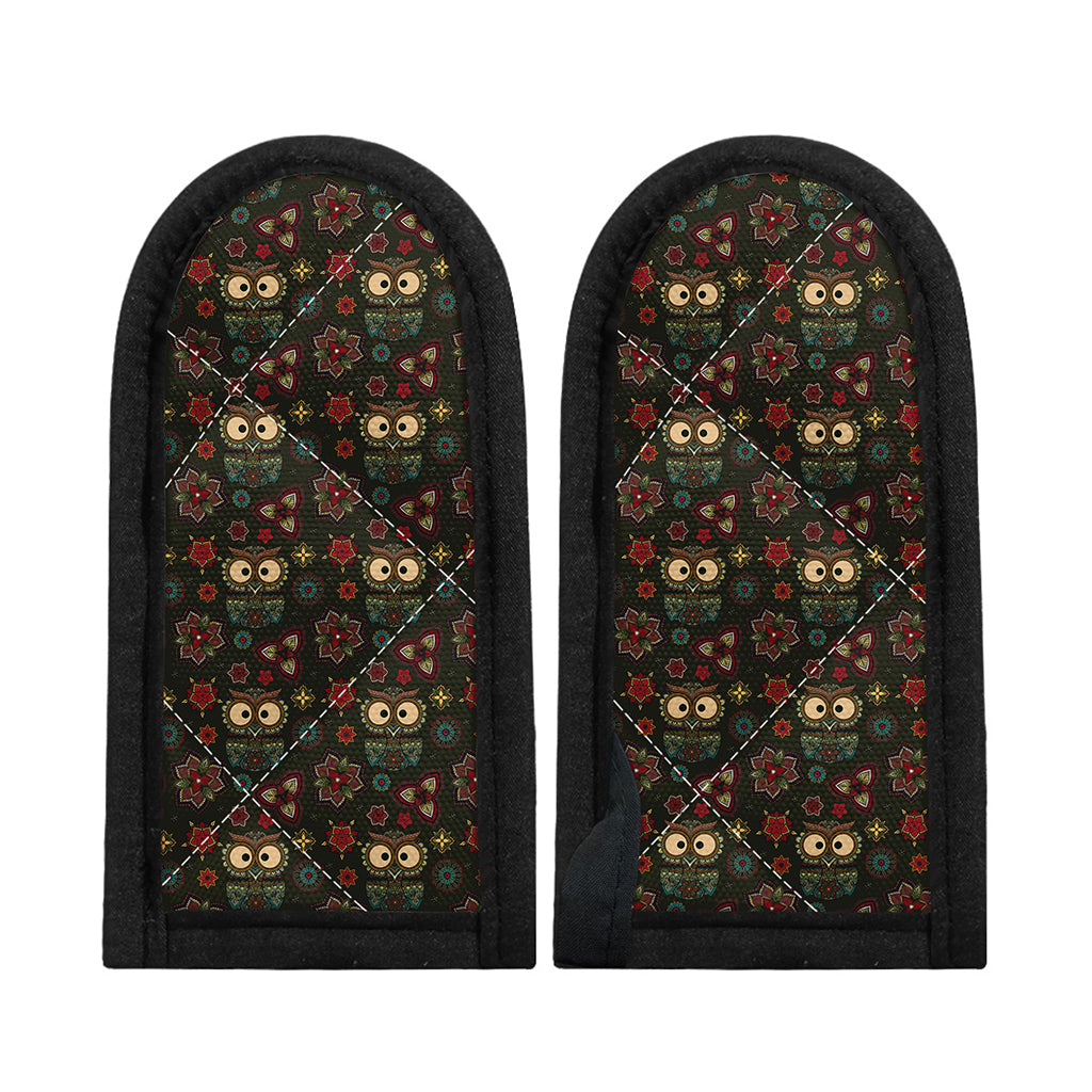 Cute Boho Owl Pattern Print Skillet Handle Cover