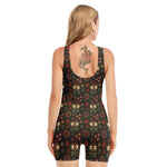 Cute Boho Owl Pattern Print Sleeveless One Piece Swimsuit