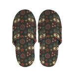 Cute Boho Owl Pattern Print Slippers